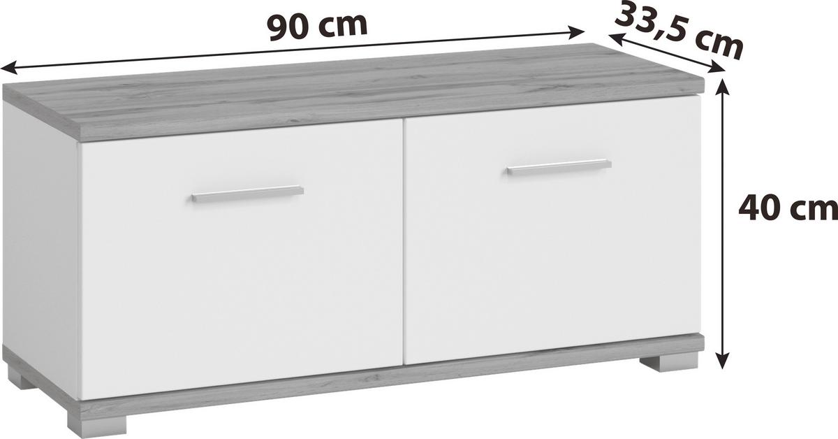 Garderobe Hola Weiß/Eiche Wotan B: 230 cm - Eiche Wotan/Weiß, Trend, Glas/Holzwerkstoff (230/198,5/33,5cm)