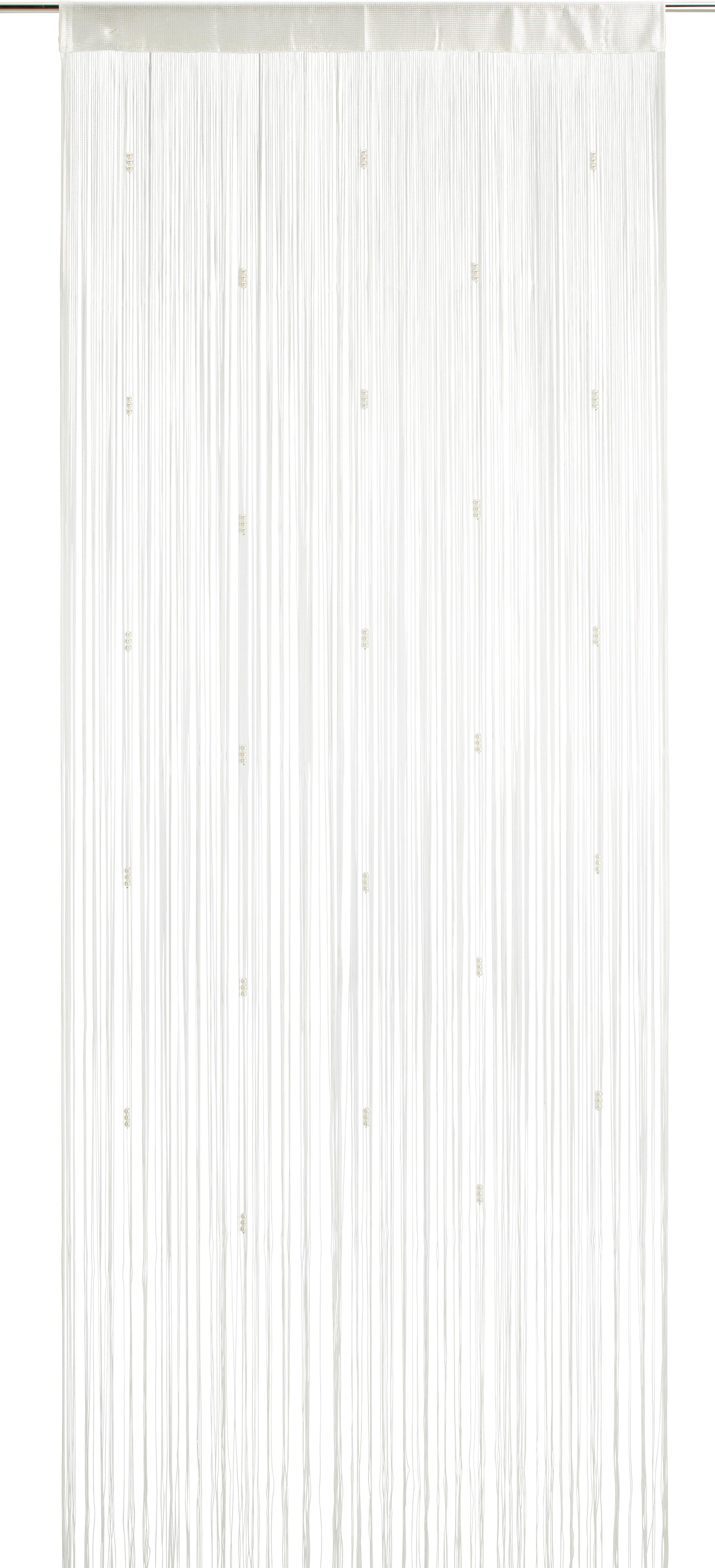 Provázková Záclona Perle, 90/245 Cm, Bílá - bílá, Romantický / Rustikální, textil (90/245cm) - Modern Living