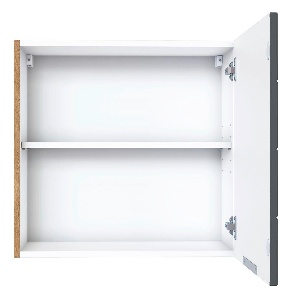 Küchenoberschrank Florenz B. 60 cm Grau/Eiche 1 Drehtüre - Eiche Wotan/Grau, Design, Holzwerkstoff (60/57/34cm) - Held
