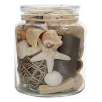 Dekoglas Flora Naturfarben, 13,5x16,5 cm - Naturfarben, LIFESTYLE, Glas/Naturmaterialien (13,5/16,5/13,5cm) - Kayoom