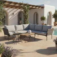 Záhradná zostava ZOPHIA - čierna/sivá, Modern, kov/textil (294/68/77cm) - Bessagi Garden