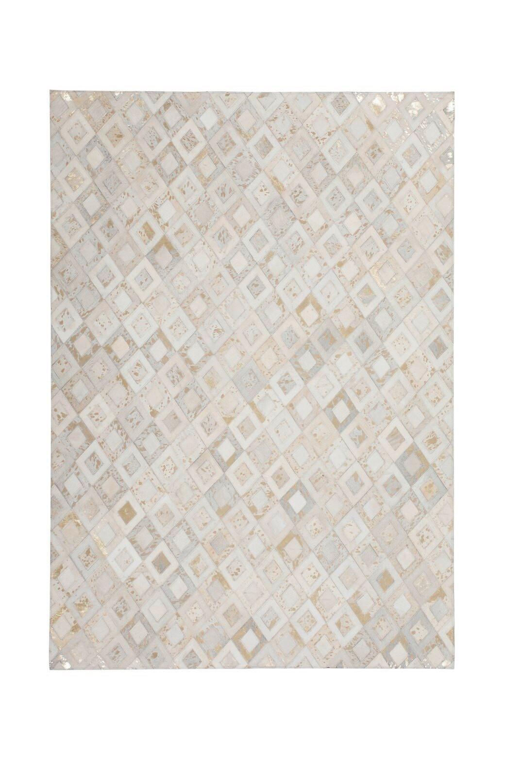 Flachwebteppich, 80x150 cm SPARK 110 ELFENB/GOL  80X150 - Beige/Goldfarben, Design, Leder (80/150cm) - Novel