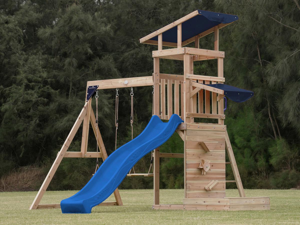 Spielturm A030.502.00 - Blau/Braun, KONVENTIONELL, Holz (345/270/336cm) - Ambia Garden