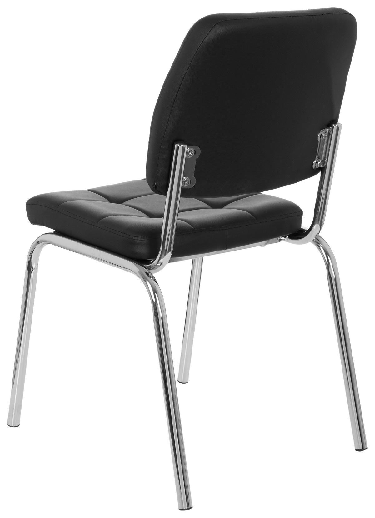 Besucherstuhl Piceno Lederlook Schwarz Bis 110 Kg - Chromfarben/Schwarz, MODERN, Textil/Metall (46/87/50cm) - MID.YOU