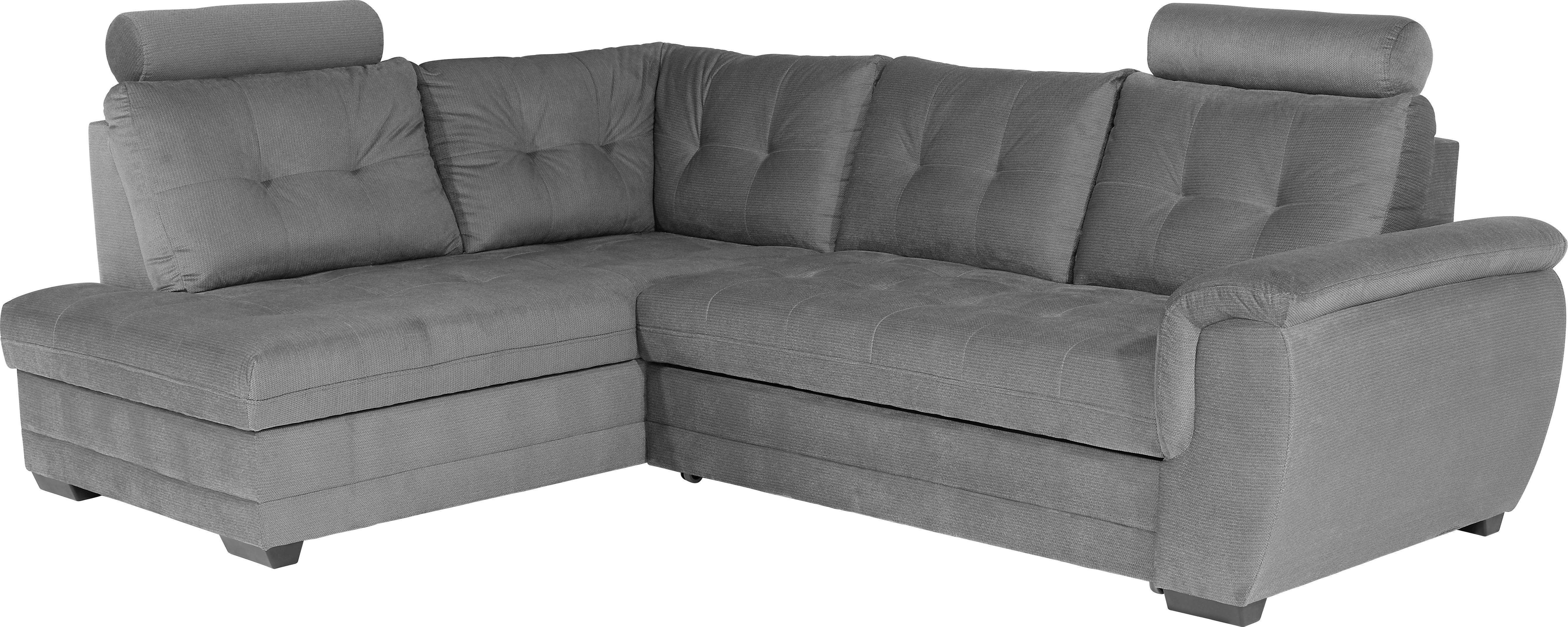 Ecksofa Mit Schlaffunktion + Bettkasten Falco, Webstoff - Dunkelbraun/Hellgrau, KONVENTIONELL, Textil (183/251cm) - Ondega