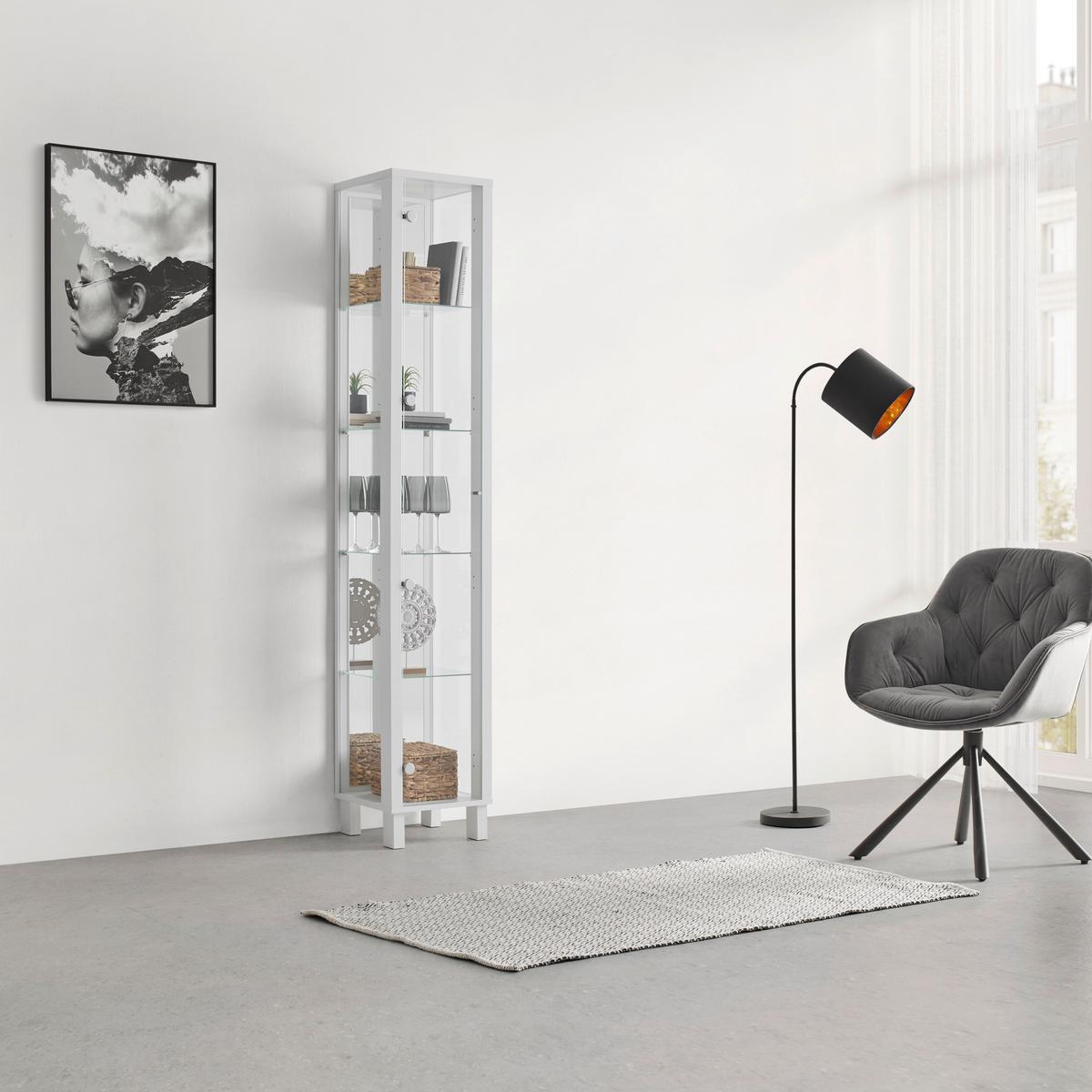 VITRÍNA ALBI -EXKLUSIV- - čierna/biela, Modern, kompozitné drevo/sklo (33/189/33cm) - Mömax
