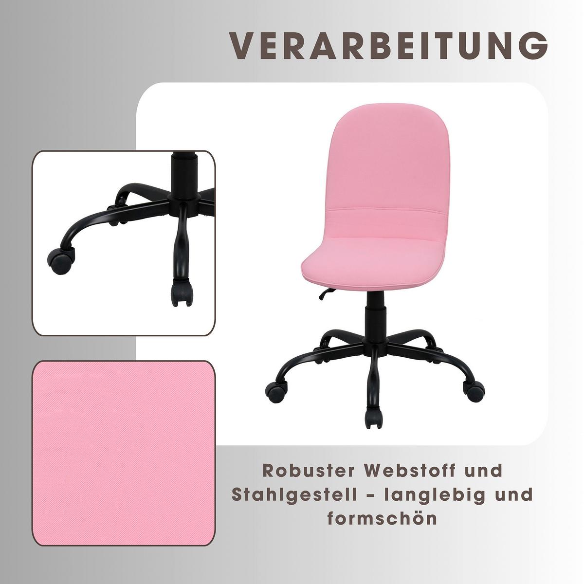Drehstuhl Trolly - Pink/Schwarz, MODERN, Textil/Metall (42/95/54cm) - MID.YOU