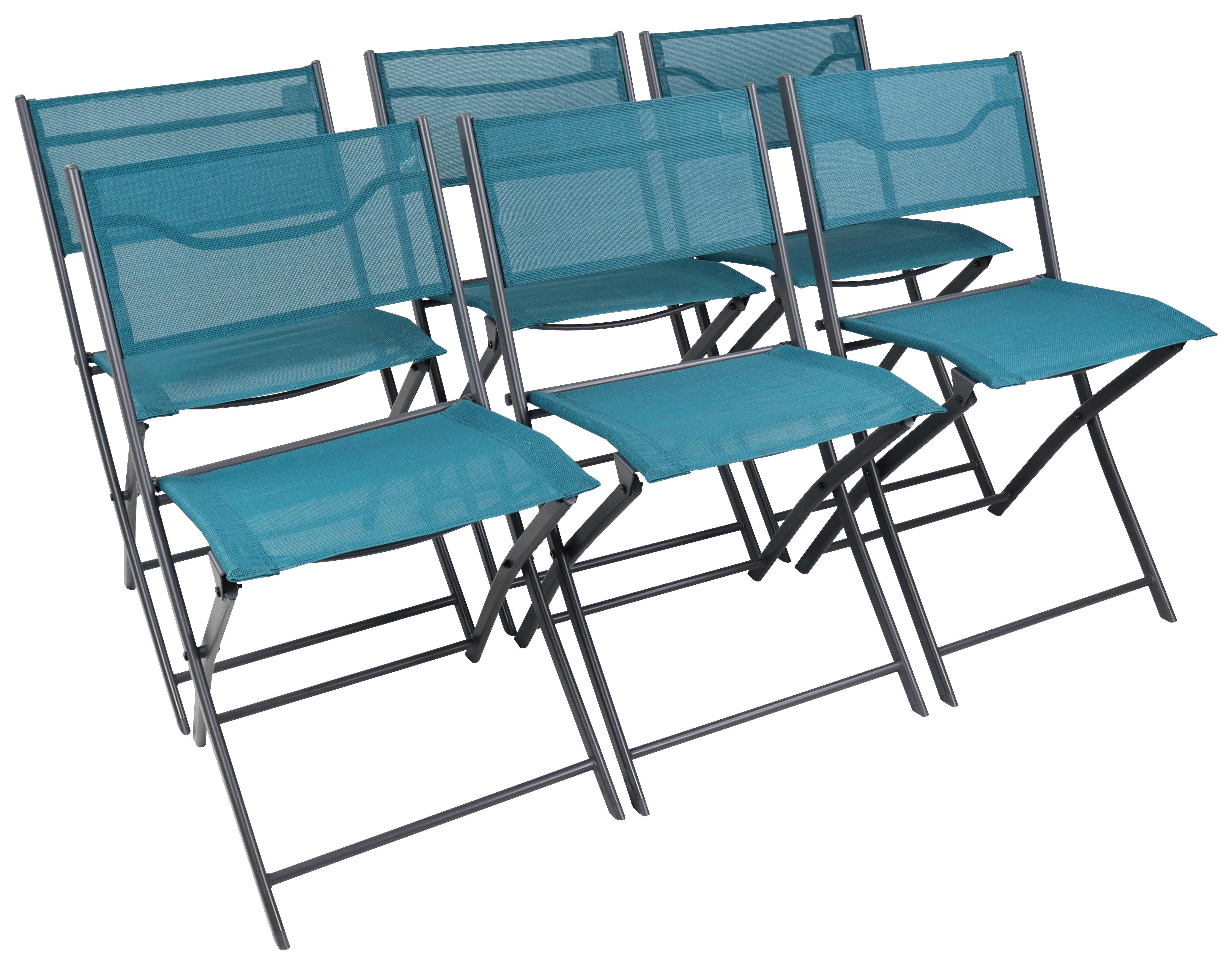 Gartenstuhl-Set Klappbar Sumila Metall, Textil - Türkis/Schwarz, MODERN, Textil/Metall (79/45/46cm) - Ambia Garden