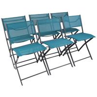 Gartenstuhl-Set Klappbar Sumila Metall, Textil - Türkis/Schwarz, MODERN, Textil/Metall (79/45/46cm) - Ambia Garden