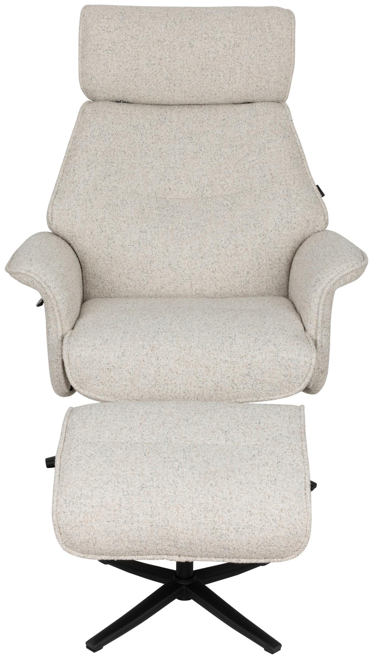 Relaxsesselset Mellow Beige B: 77 cm - Creme/Schwarz, Design, Holz/Textil (77/108/81cm) - Livetastic