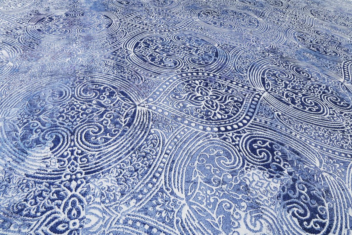 Webteppich Grace Blau/silberfarben 190x290 Cm - Blau/Silberfarben, Design, Textil (190/290cm) - WECON HOME