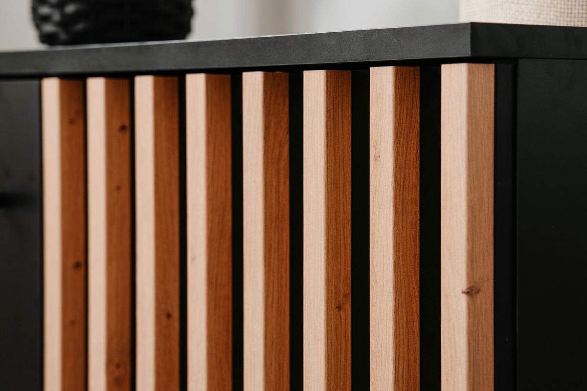 Kommode Monza 01d - Schwarz/Eiche Artisan, Design, Holzwerkstoff (80/90/40cm) - Livetastic