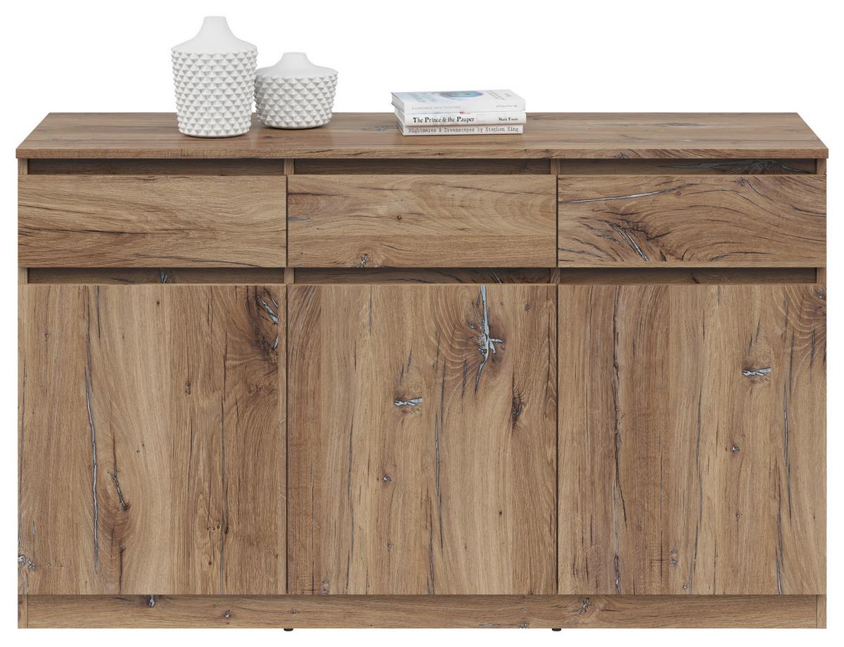 Kommode B: 135 cm Saturn Flagstaff Oak Dekor - Eichefarben, KONVENTIONELL, Holzwerkstoff (135/81/42cm)