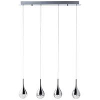 LED-Hängeleuchte Frizzante H: 114,5 cm 4-Flammig Kürzbar - Chromfarben, Design, Glas/Metall (70/9/114,50cm) - Brilliant