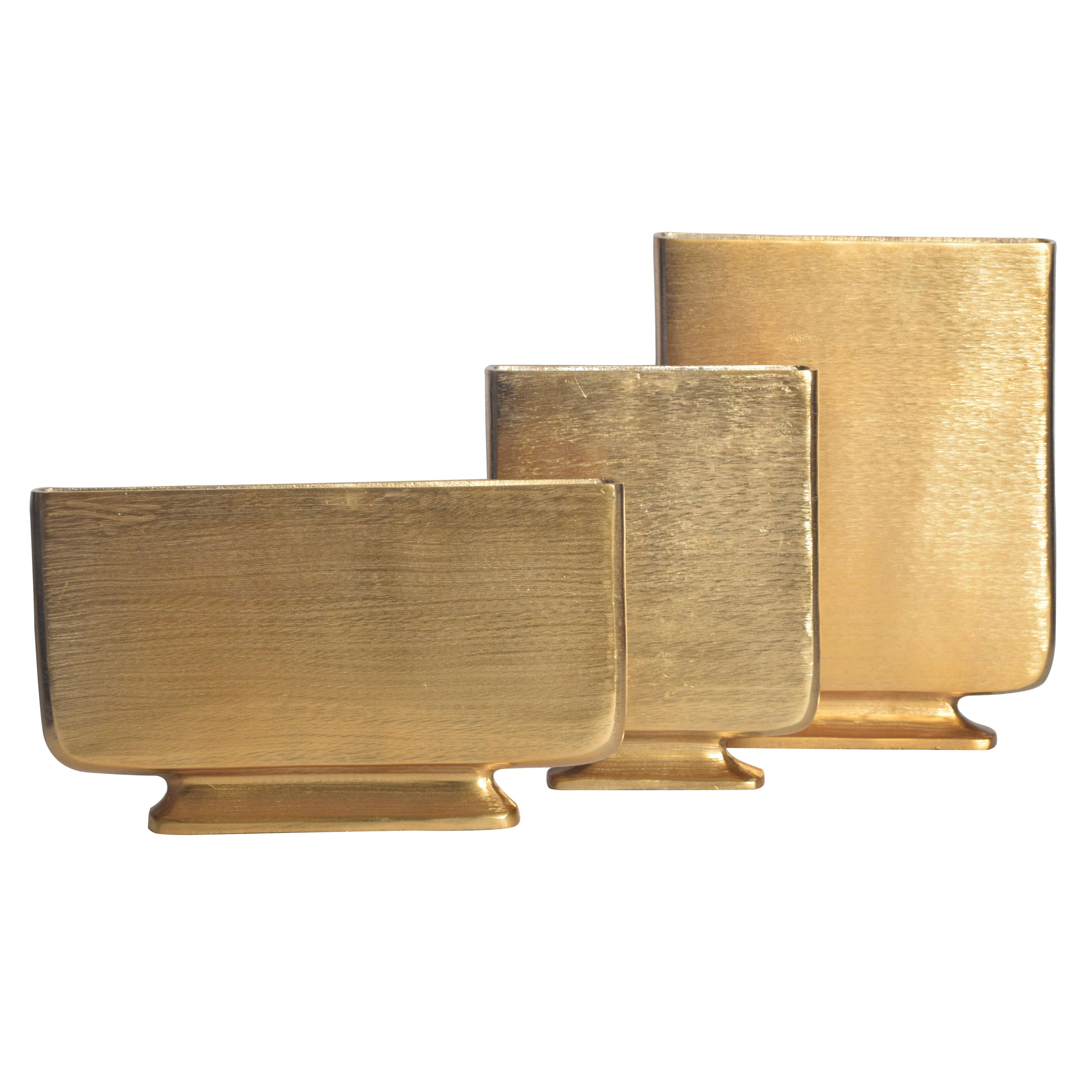 Dekovase 3er Set Gold Goldfarben B:26cm - Goldfarben, Design, Metall (26/33/4cm) - Livetastic