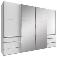 Schwebetürenschrank mit Spiegel + Laden 300cm Level 36a, Weiß - Weiß, MODERN, Glas/Holzwerkstoff (300/216/65cm) - MID.YOU