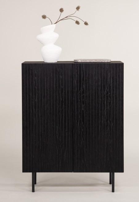 Highboard Björkön - Schwarz, Design, Holzwerkstoff/Metall (80/103/30cm) - Livetastic