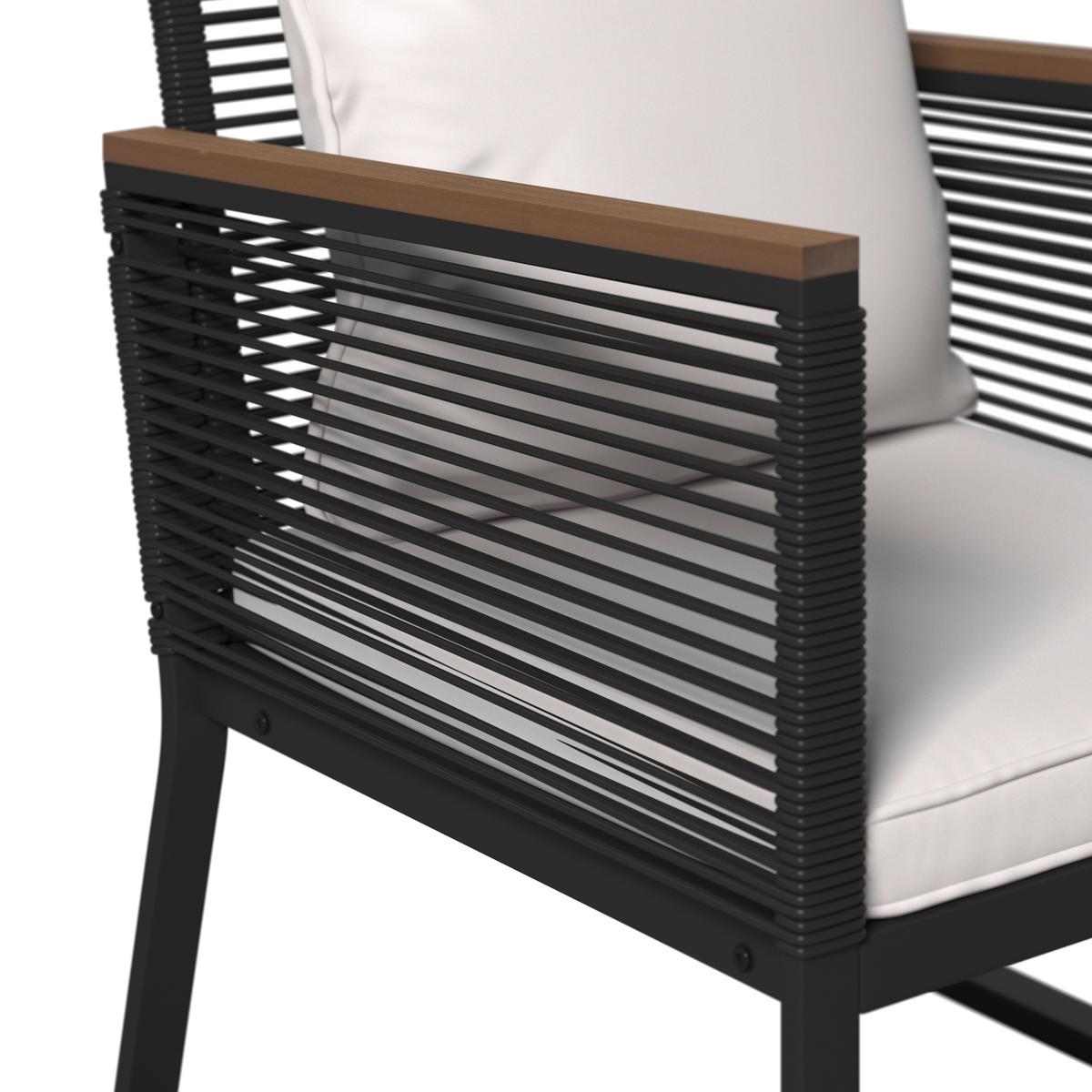 SADA ZÁHRADNÝCH KRESIEL TONI - čierna/krémová, Modern, kov/textil (56/70/76cm) - Bessagi Garden
