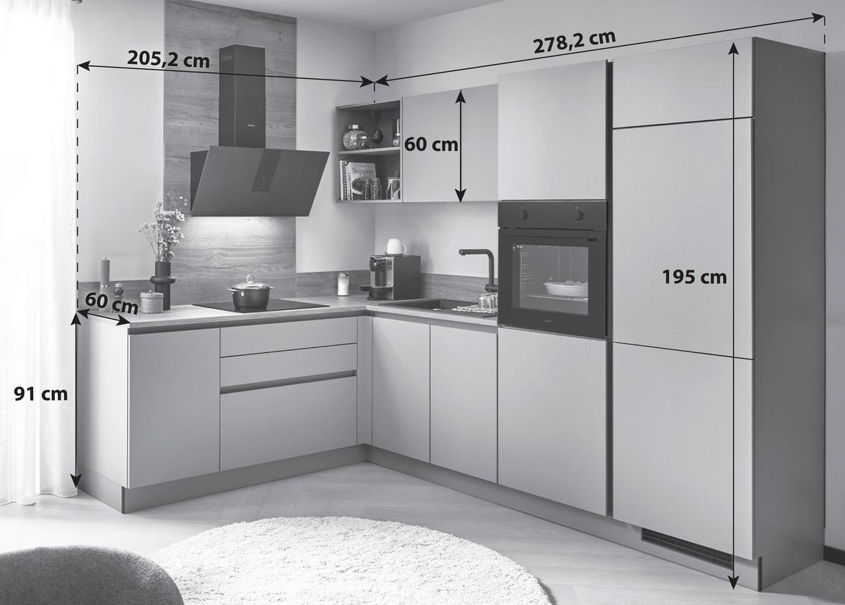 ECKKÜCHE WIN - Eichefarben/Creme, MODERN, Holzwerkstoff (205,2/278,2cm) - Express-Kuechen