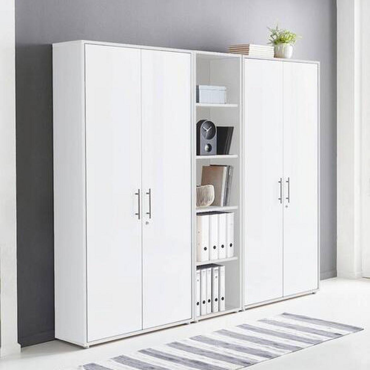 Office Edition B: 212,9 cm Weiß - Weiß, MODERN, Holzwerkstoff (212,9/185,6/33cm) - MID.YOU