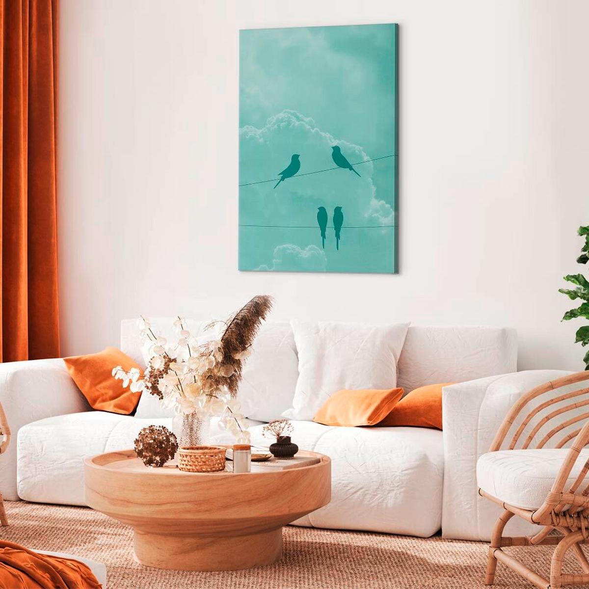 Leinwandbild Celadon Sky Petrol B: 80 cm - Petrol, Basics, Holz/Textil (80/120/1,2cm) - artgeist