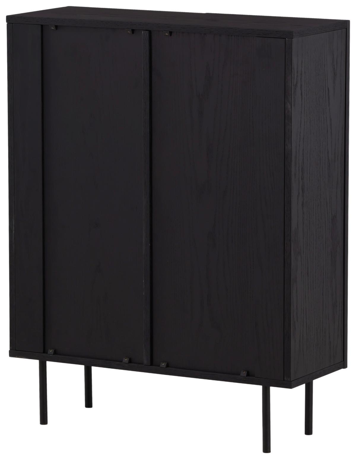 Highboard Björkön - Schwarz, Design, Holzwerkstoff/Metall (80/103/30cm) - Livetastic