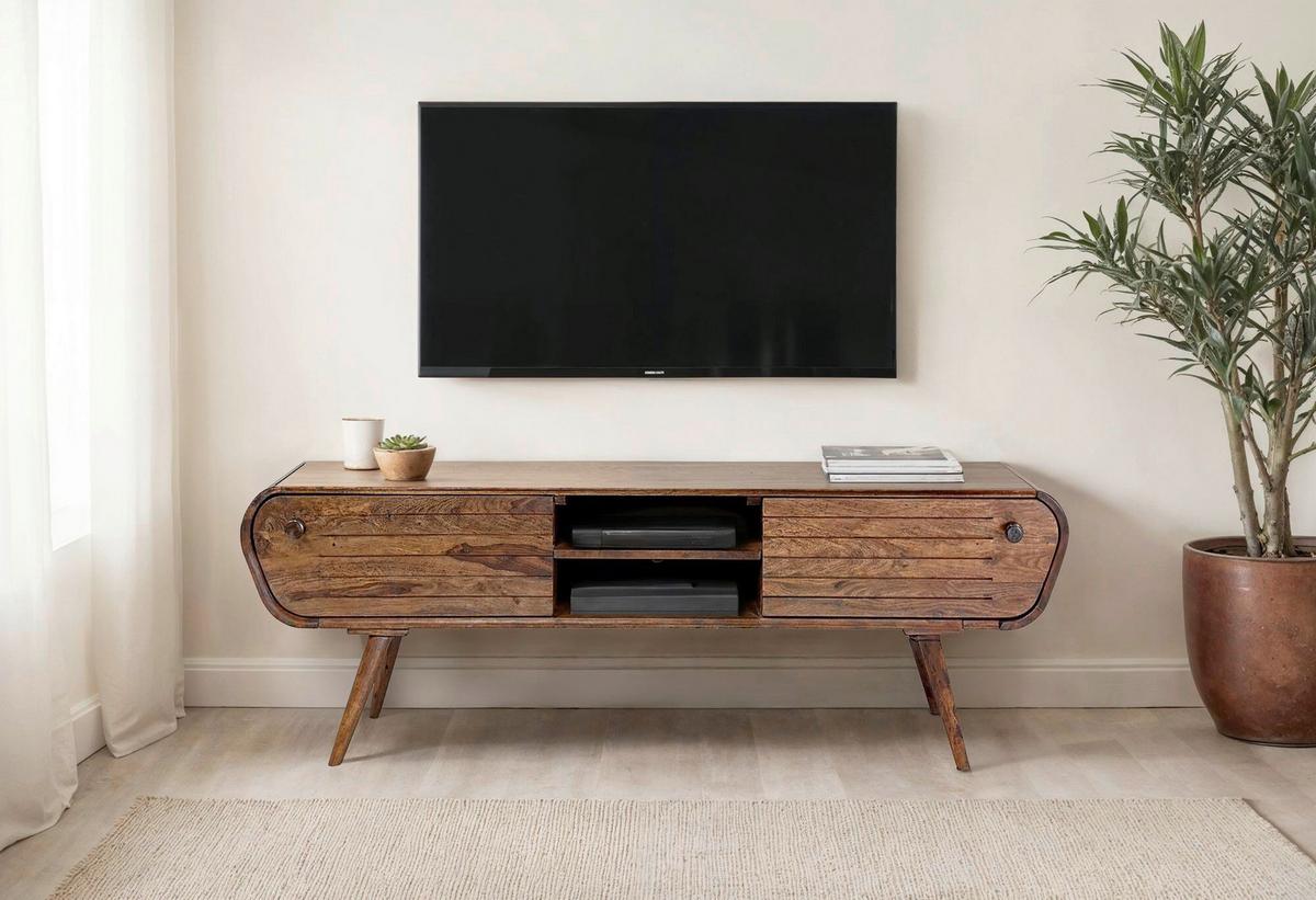 Lowboard Sheeshamfarben B: 160cm - Sheeshamfarben, Natur, Holz (160/50/45cm) - Livetastic