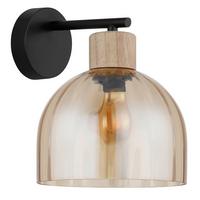 WANDLEUCHTE Braun, Schwarz, ca. 20x24x24cm - Schwarz/Braun, Design, Glas/Holz (20/23,5/24cm) - Globo