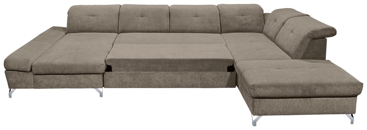 Ecksofa Melfi Graubraun U: 168 cm - Graubraun/Silberfarben, MODERN, Textil (168/350/245cm) - MID.YOU