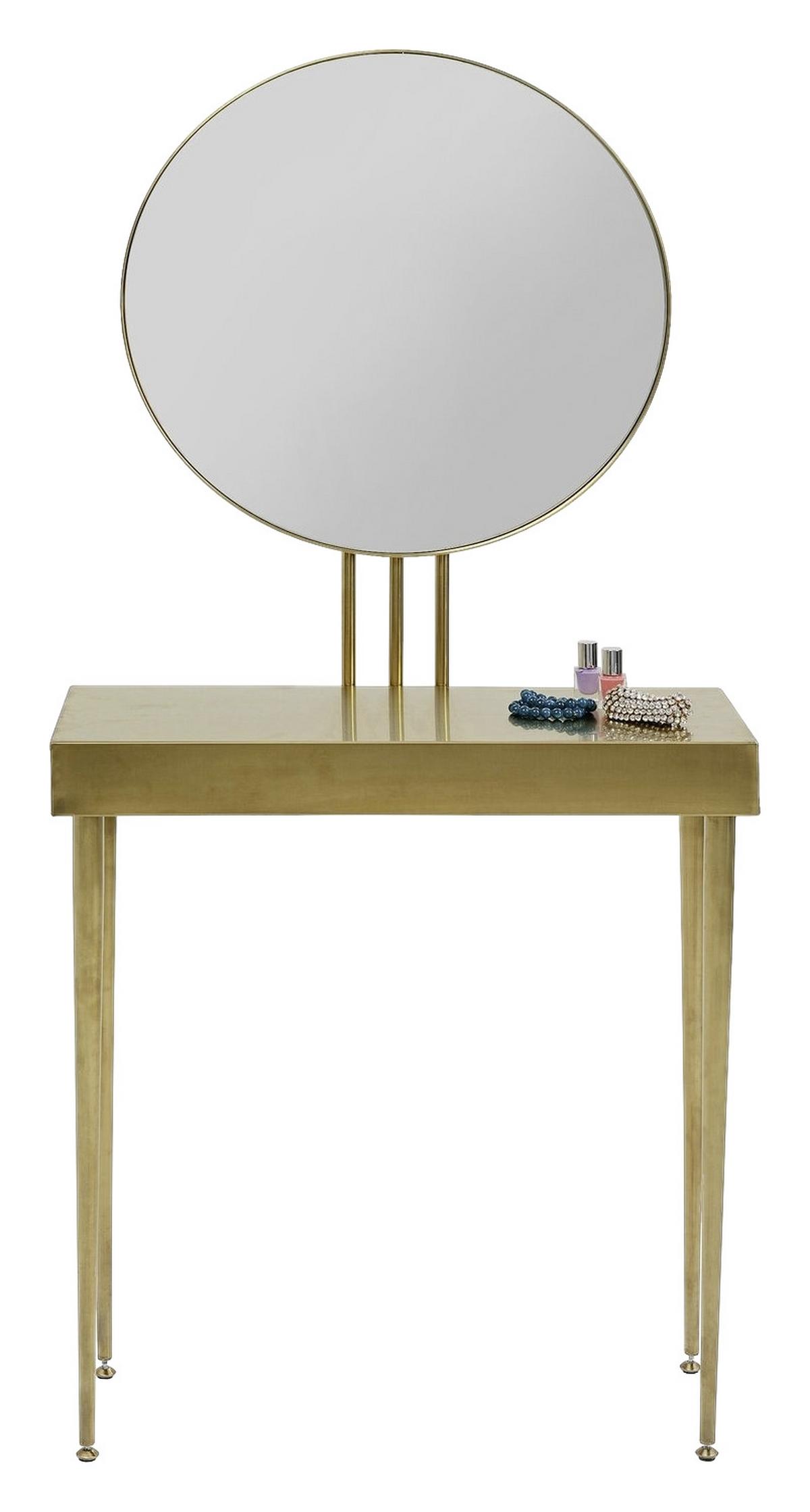 Schminktisch Curve -Trend- - Messingfarben/Goldfarben, Trend, Glas/Metall (70/32/153cm) - Kare-Design