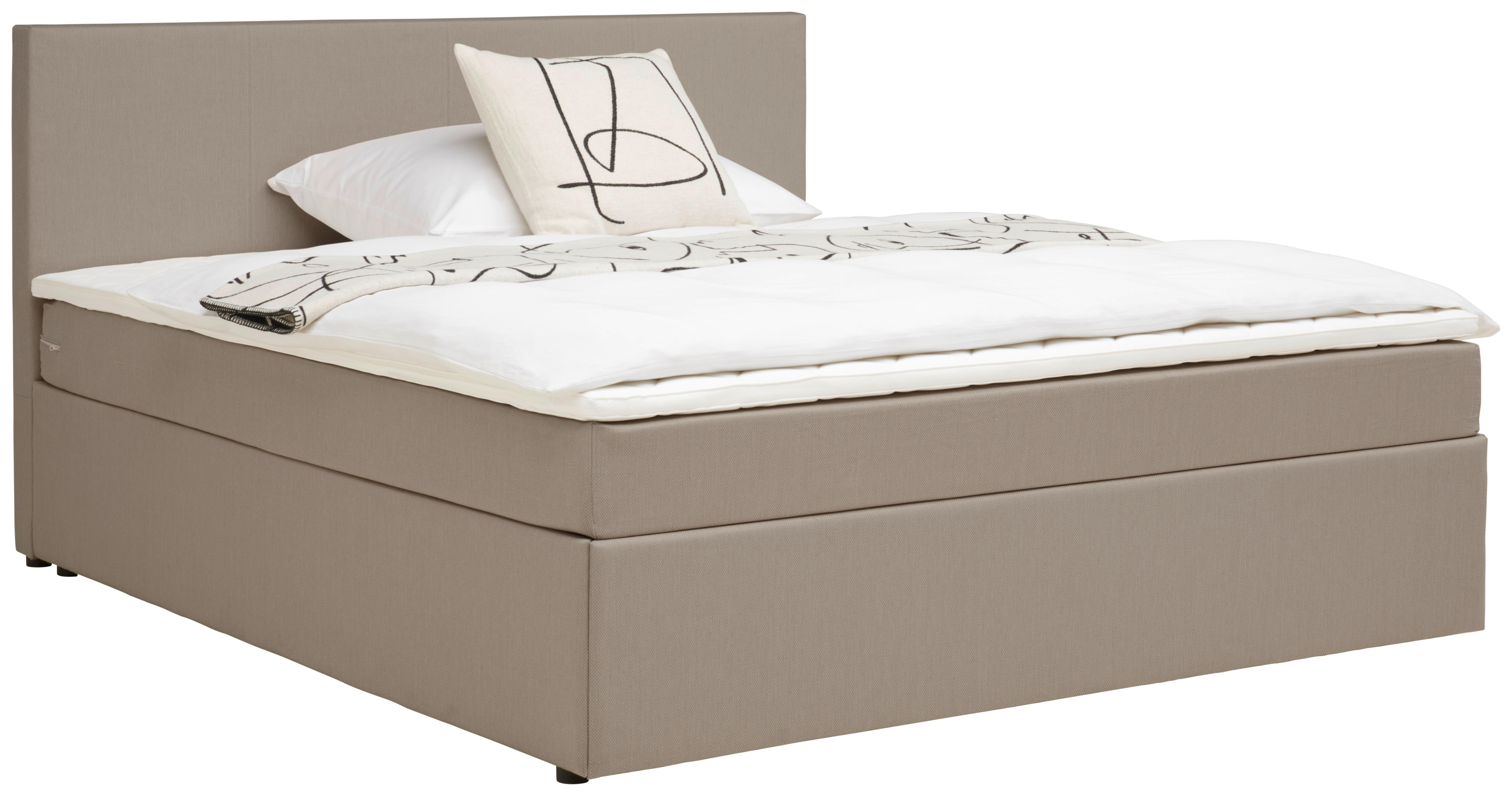 Boxbett mit Topper 200x200 cm Carolina Sandfarben - Sandfarben/Schwarz, Basics, Holz/Textil (200/200cm) - P & B