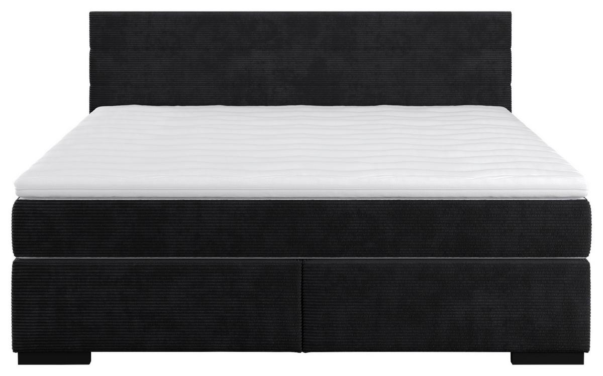 Boxspringbett Mit Topper 180x200 Cm Mammut, Anthrazit - Anthrazit/Schwarz, KONVENTIONELL, Holz/Holzwerkstoff (180/200cm) - MID.YOU