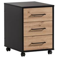 Rollcontainer Aino - Schwarz/Eiche Artisan, MODERN, Holzwerkstoff/Kunststoff (40,1/57/50cm) - MID.YOU