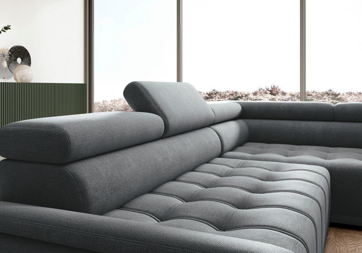 Rohová sedačka GRINALDI, pravá, antracitová - černá/antracitová, Moderní, textil/plast (283/106cm) - Premium Living