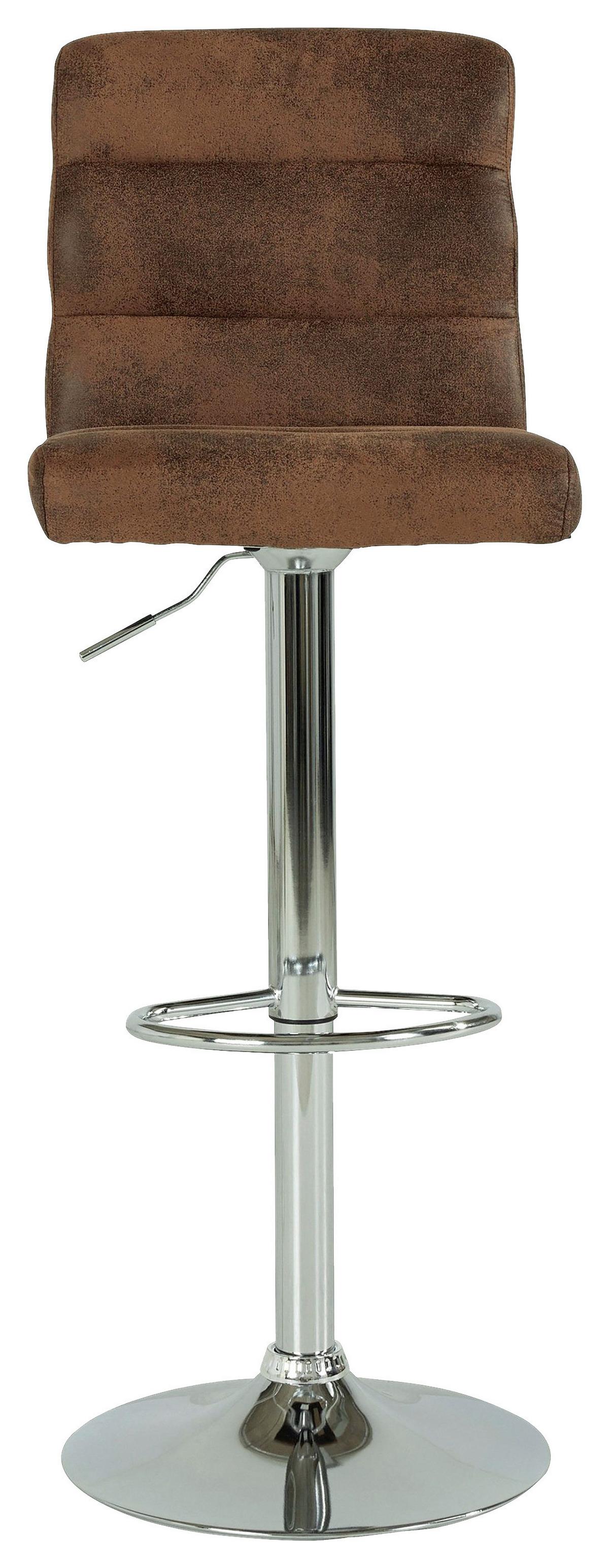 Barhocker mit Lehne 2er-Set Jordan Lederlook Braun/Chrom - Chromfarben/Braun, MODERN, Textil/Metall (42/98-120/51cm) - MID.YOU