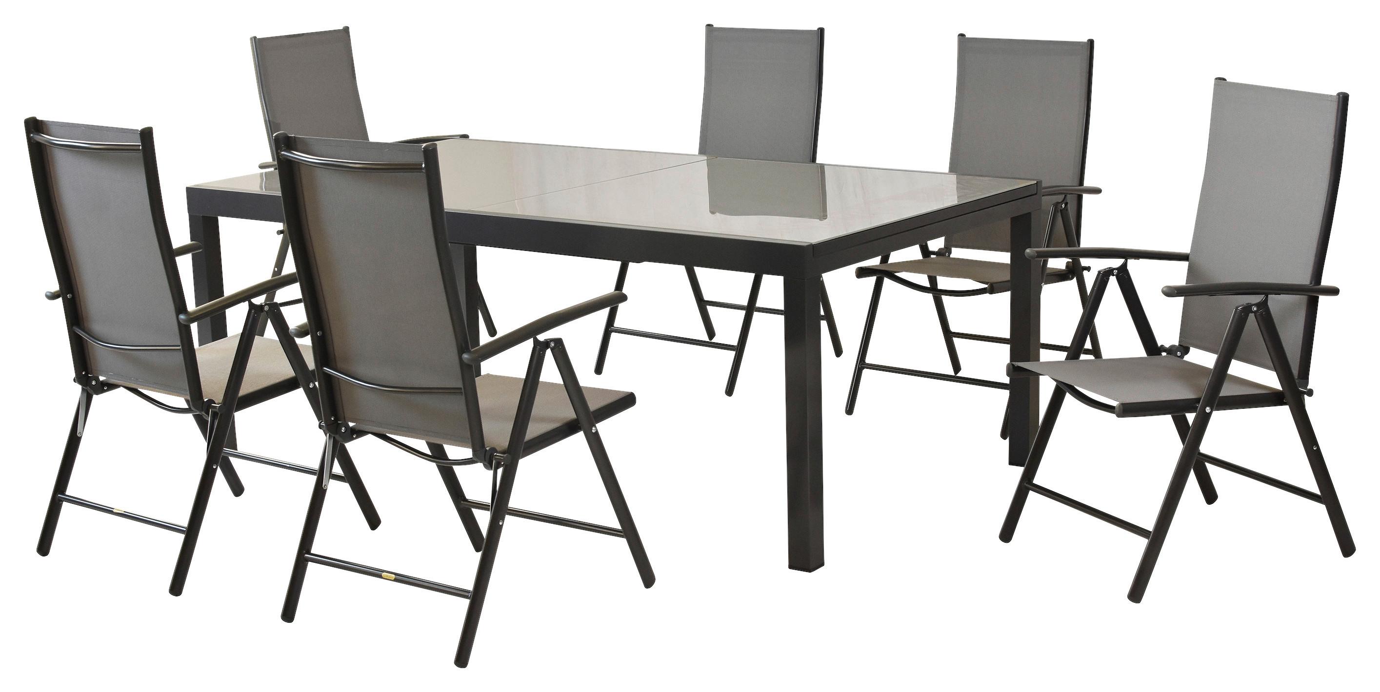 Gartenset Amalfi - Graphitfarben/Grau, MODERN, Textil/Metall - Gardenson