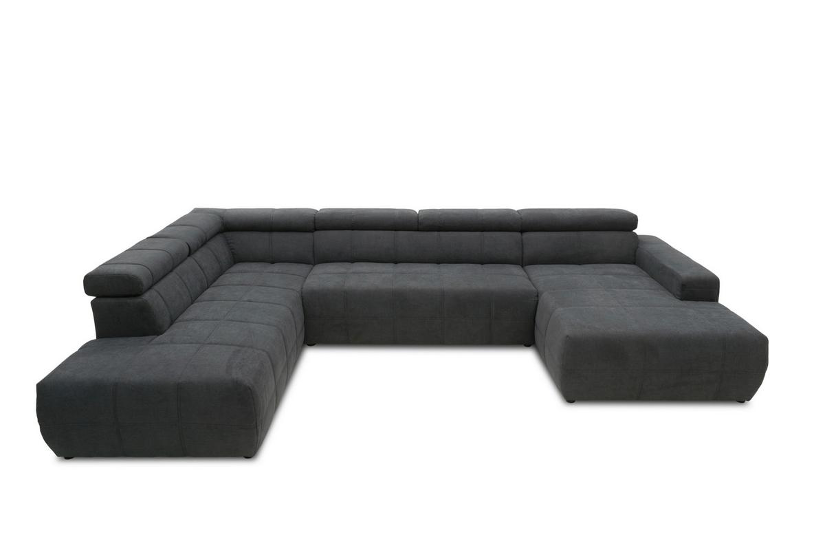 Wohnlandschaft Brandon Kopfteilverstellung Dunkelgrau - Dunkelgrau/Schwarz, Design, Textil (228/359/175cm) - MID.YOU
