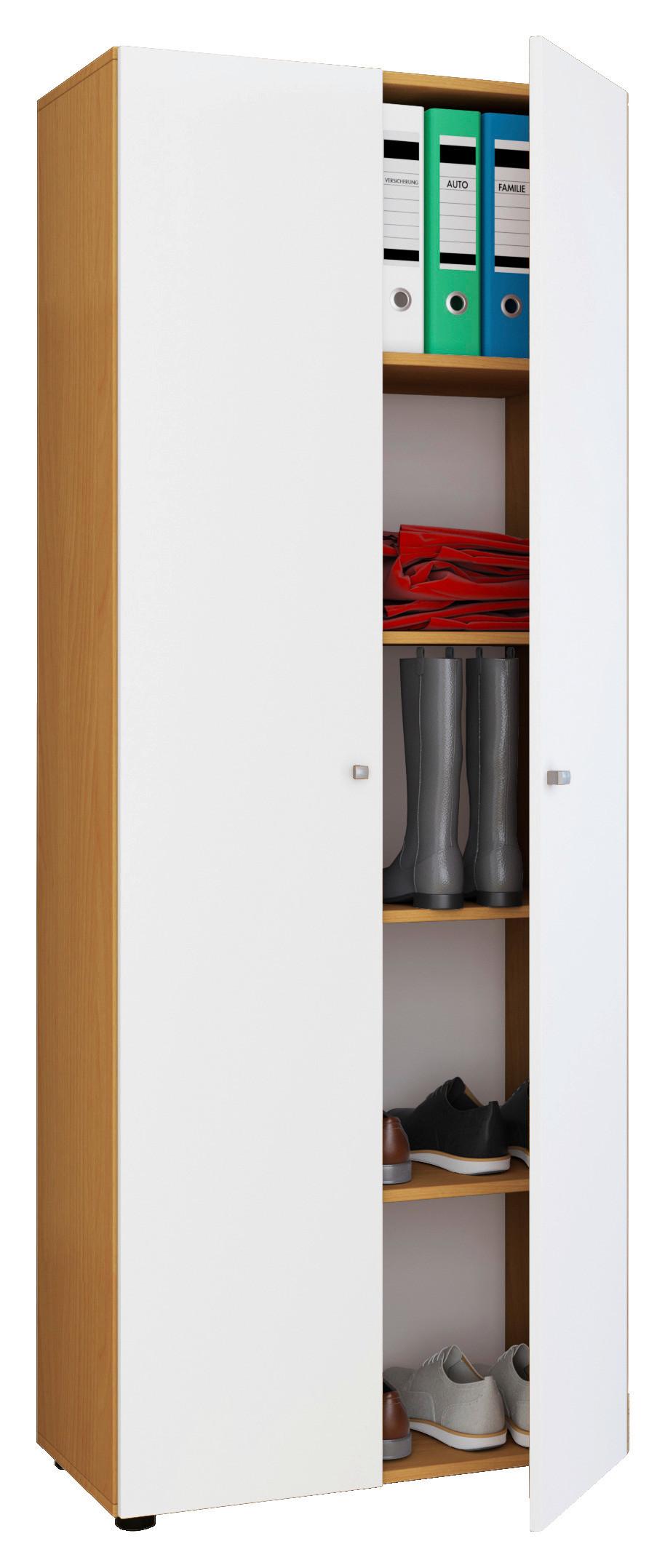 Mehrzweckschrank Vandol Braun/Weiß/Buche Dekor B:70cm - Buchefarben/Schwarz, Design, Holzwerkstoff (70/178/39cm) - MID.YOU
