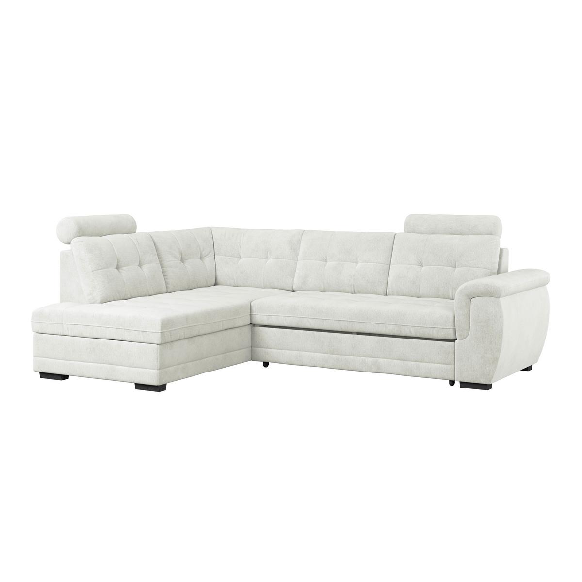 Ecksofa mit Schlaffunktion Falco new Creme 183x251 cm - Creme/Schwarz, KONVENTIONELL, Textil (183/251cm) - Ondega