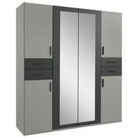 Drehtürenschrank Vegas Sahara/Graphit/Grau B: 180 cm - Graphitfarben/Grau, Basics, Glas/Holzwerkstoff (180/208/58cm) - MID.YOU