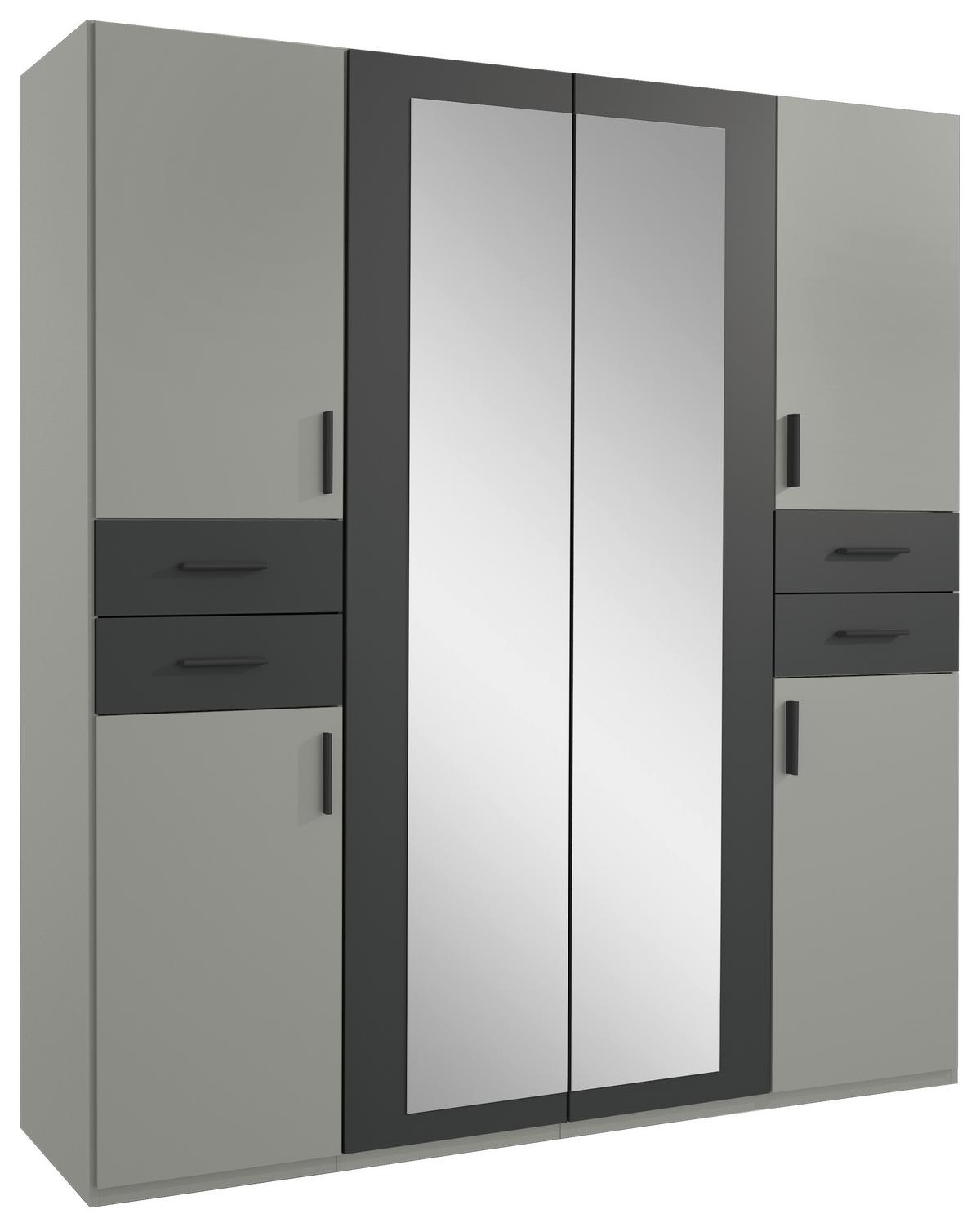 Drehtürenschrank Vegas Sahara/Graphit/Grau B: 180 cm - Graphitfarben/Grau, Basics, Glas/Holzwerkstoff (180/208/58cm) - MID.YOU