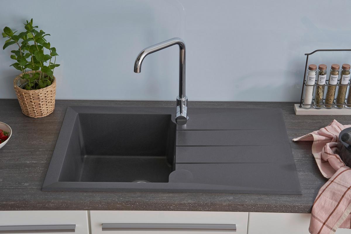 Spüle Respekta Spüle Alineo 81x50 - Dunkelgrau, Trend, Stein (81/21/50cm) - Respekta
