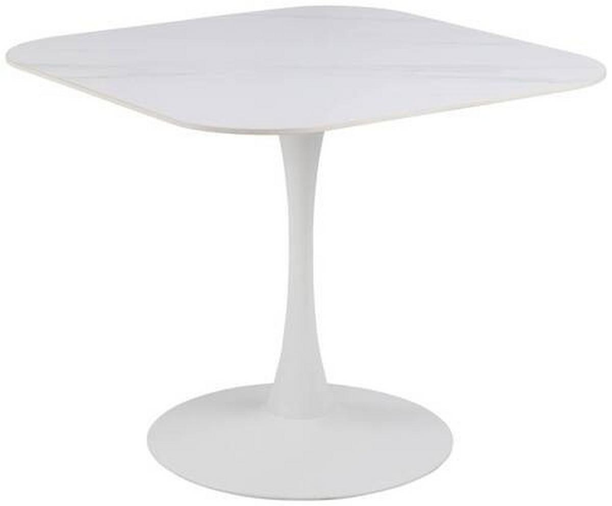 Esstisch Malta B: 90cm Weiß - Weiß, Design, Keramik/Metall (90/90/75cm) - MID.YOU