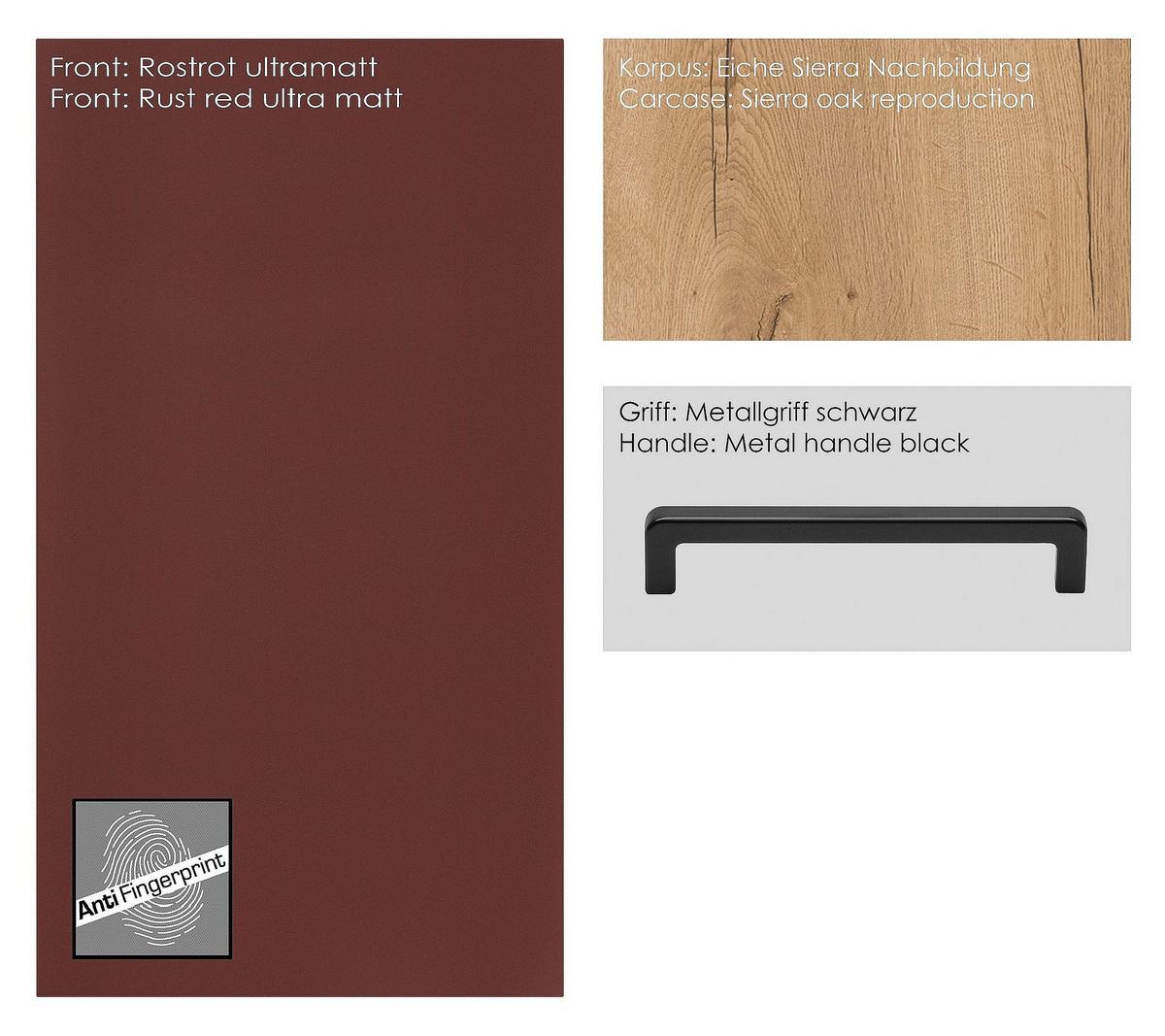 Geschirrschrank Easytouch - Eichefarben/Rot, MODERN, Holzwerkstoff (60/216,6/58cm) - Nobilia