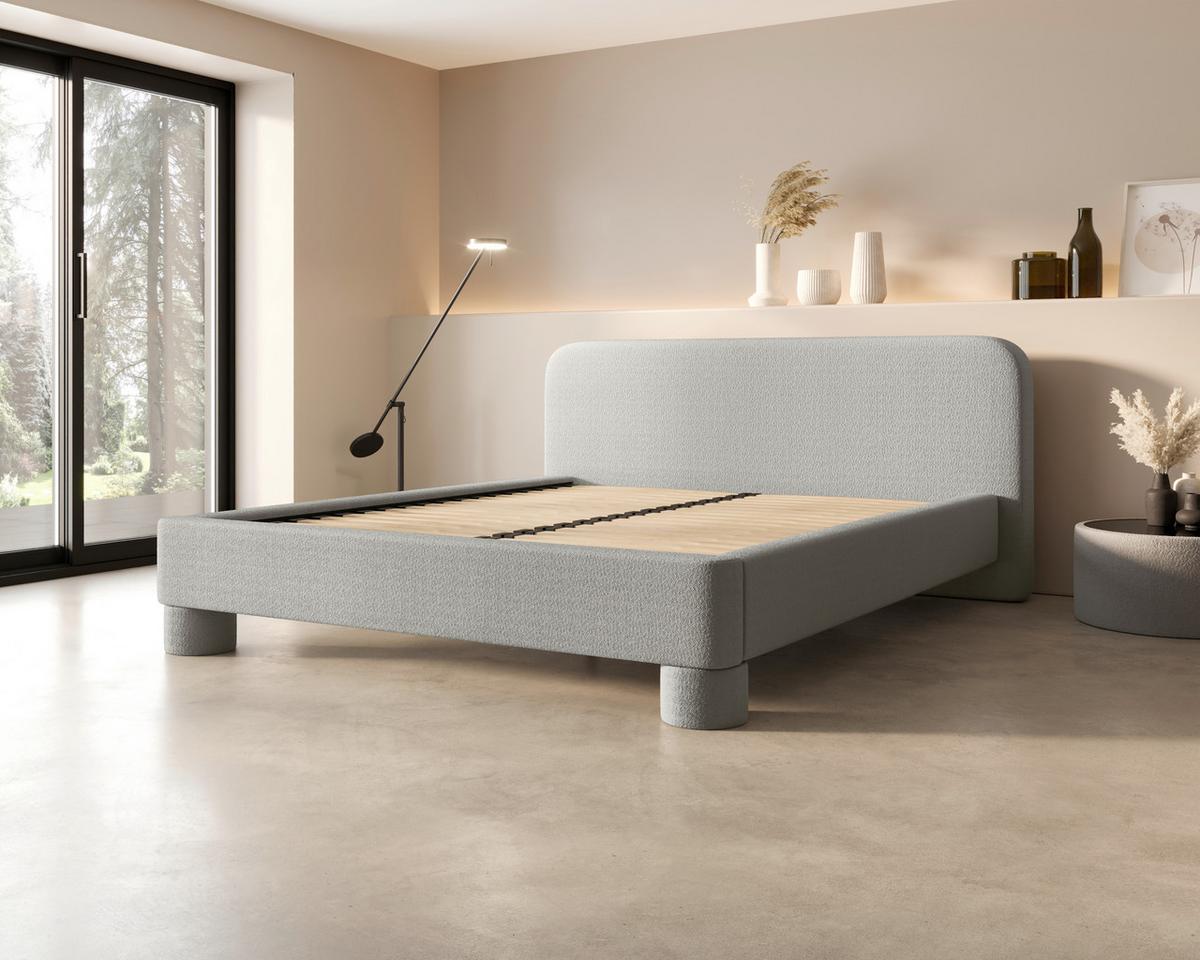 Polster Bett Bill 120 Creme LF: 120x200 cm - Schwarz/Grau, MODERN, Textil/Metall (140/200cm) - MID.YOU
