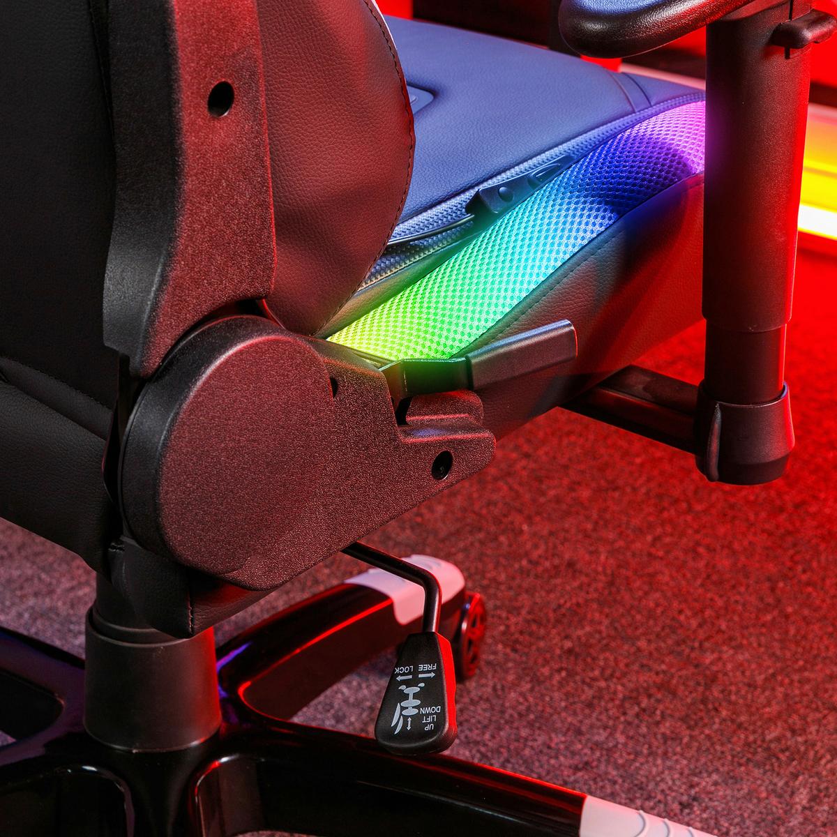 Gaming Stuhl Agility Compact inkl. Kissen und Led, Schwarz - Schwarz, MODERN, Kunststoff/Textil (55/113/62,5cm) - X Rocker