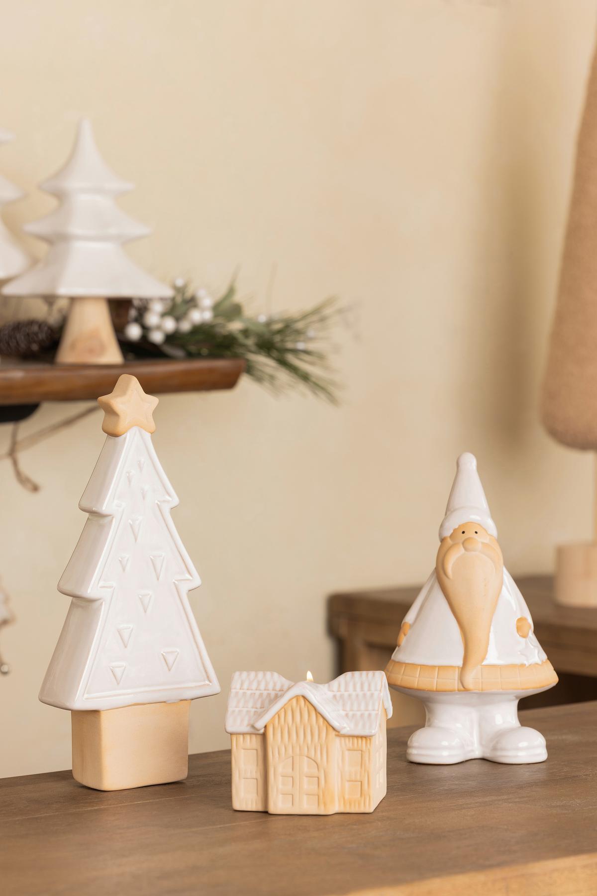 Dekoweihnachtsbaum Nadine - Braun/Weiß, KONVENTIONELL, Keramik (11,8/4,5/26,5cm) - Luca Bessoni