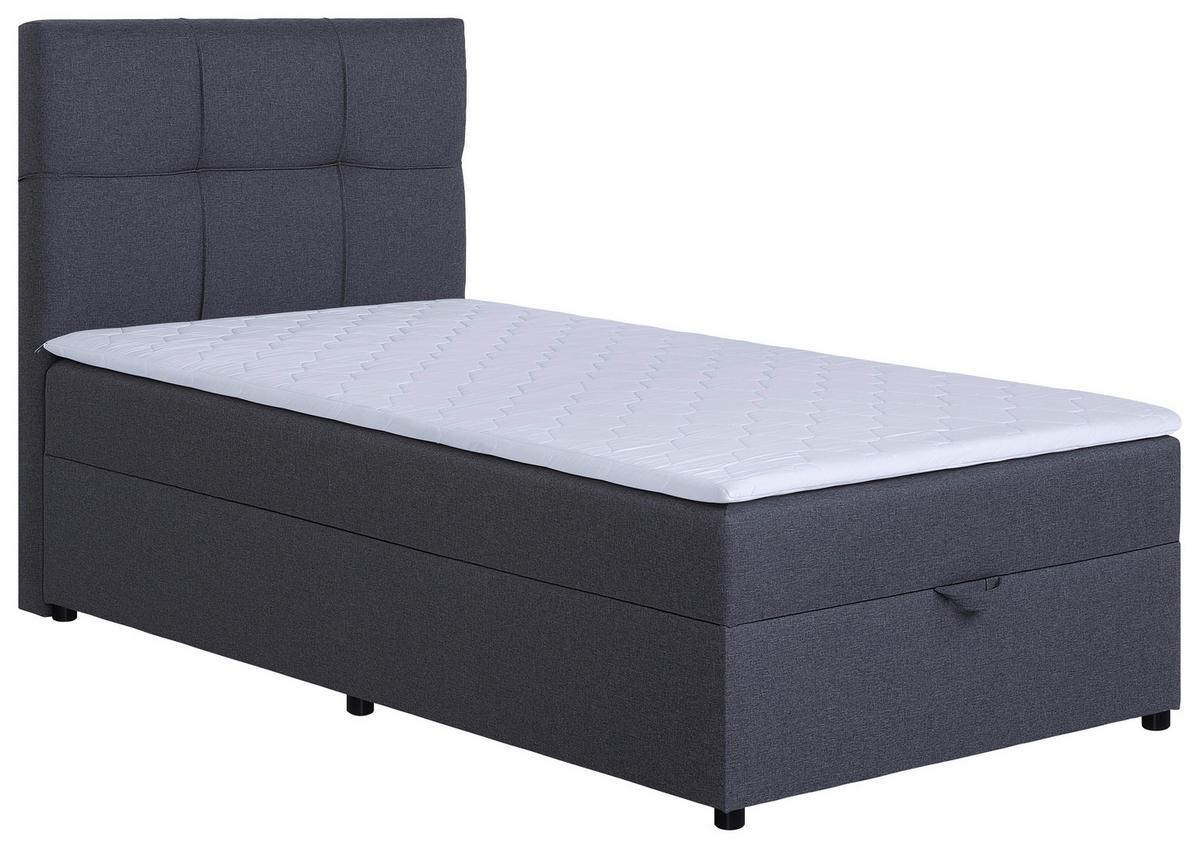 Boxbett Paros 100 100x200 Dunkelgrau - Dunkelgrau/Schwarz, MODERN, Holzwerkstoff/Textil (100/200cm) - MID.YOU