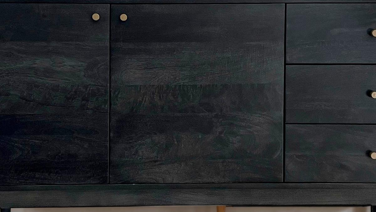 Sideboard Schwarz B: 160 cm - Goldfarben/Schwarz, Natur, Holz (160/81/42cm) - Livetastic