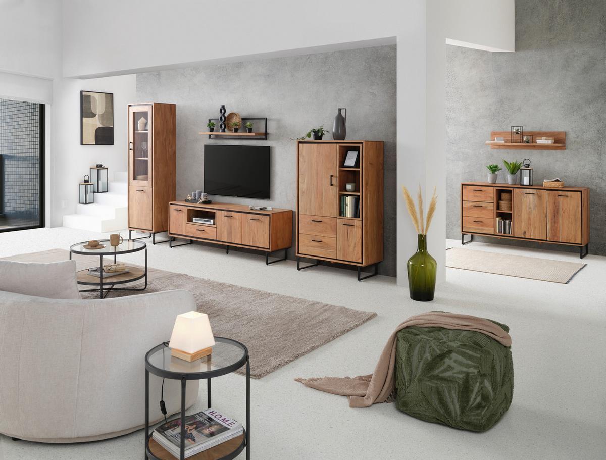 Nástěnná police SHIVA SHIVA - barvy akácie, Moderní, dřevo (100/25/25cm)